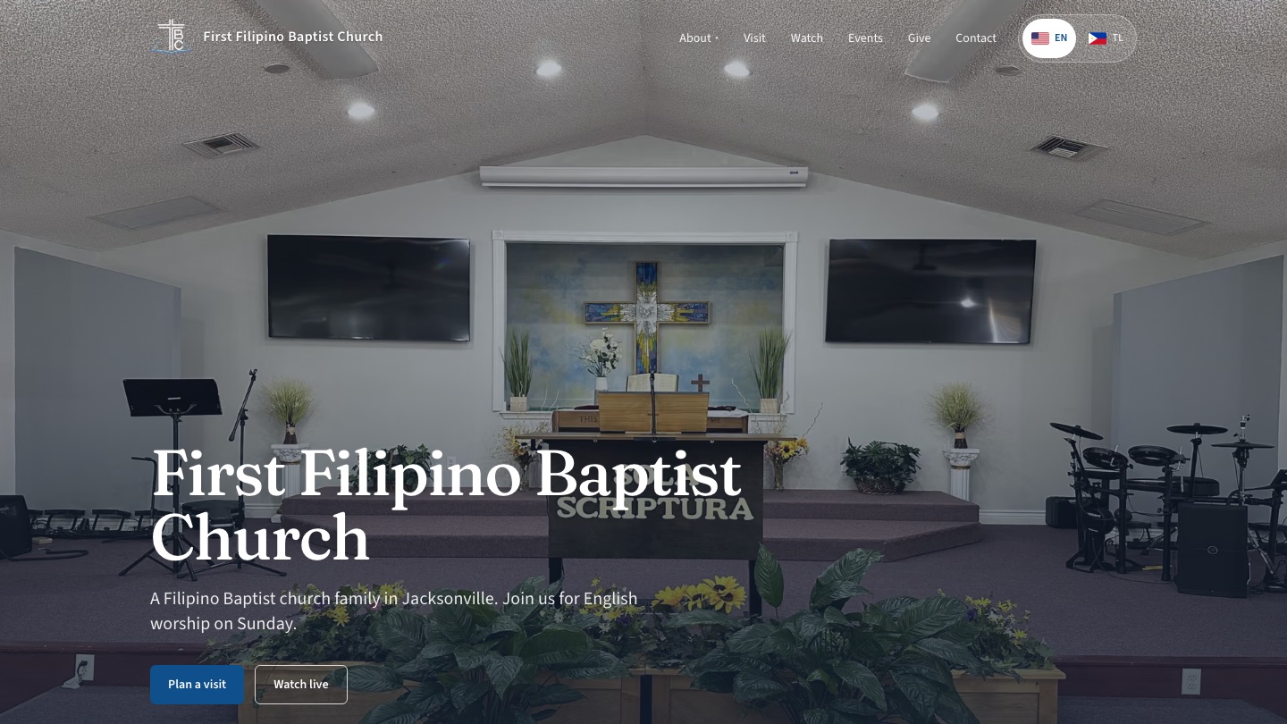 First Filipino Baptist Church homepage preview